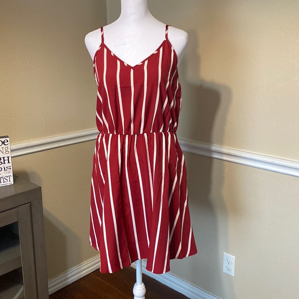 Shein Red & White Striped Sundress